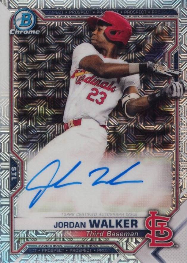 2021 Bowman Chrome Mega Box Autographs Jordan Walker #JW Baseball Card