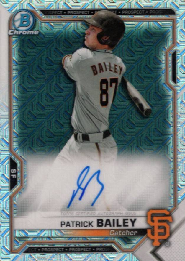 2021 Bowman Chrome Mega Box Autographs Patrick Bailey #PR Baseball Card