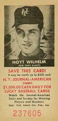 1954 N.Y. Journal-American Hoyt Wilhelm # Baseball Card