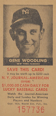 1954 N.Y. Journal-American Gene Woodling # Baseball Card