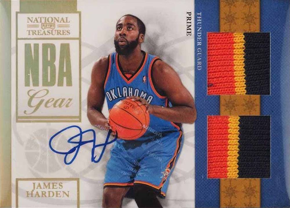 2009 Playoff National Treasures NBA Game Gear James Harden #5 Basketball Card