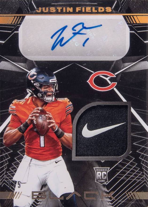 2021 Panini Black Rookie Signature Materials Justin Fields #RSMJF Football Card