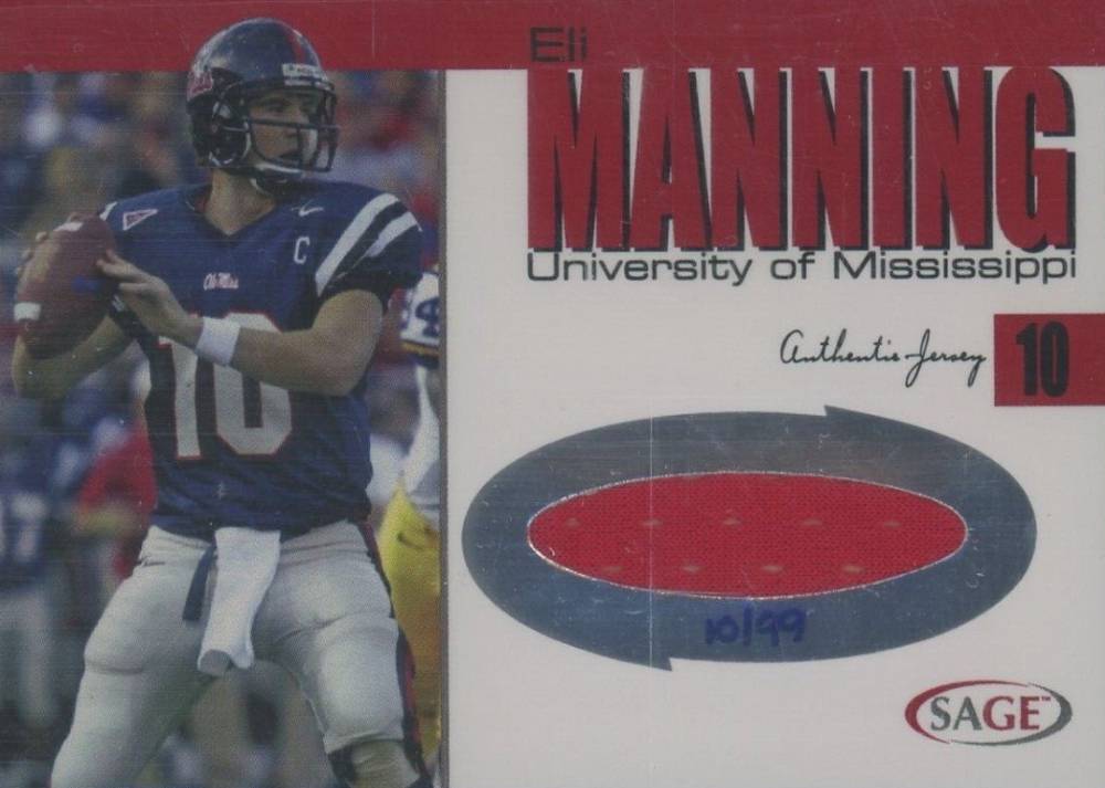 2004 SA-GE Jersey Eli Manning #J11 Football Card