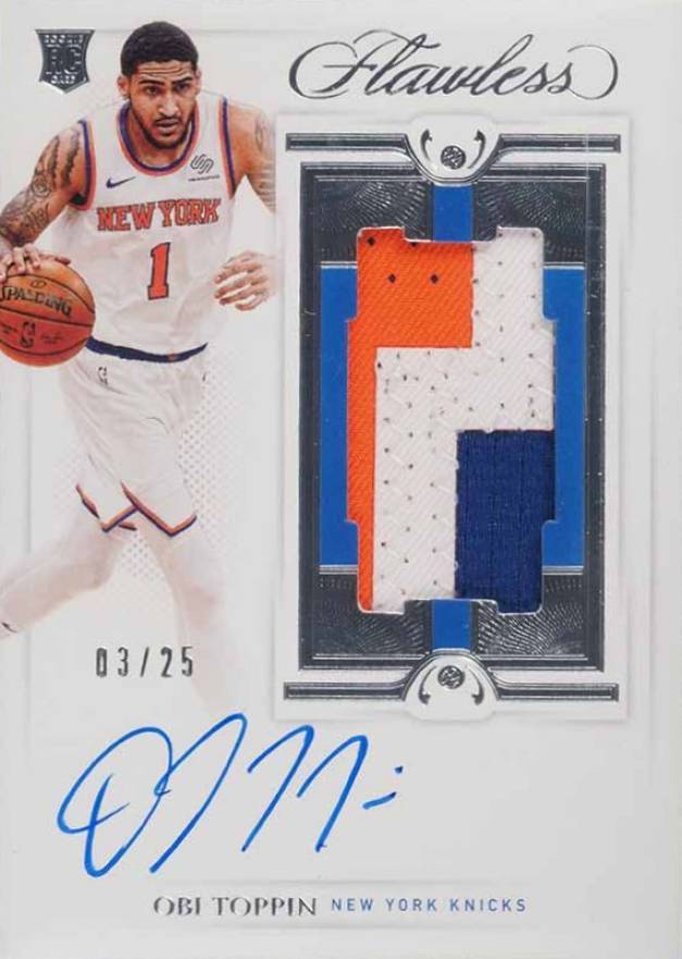 2020 Panini Flawless Vertical Patch Autographs Obi Toppin #VPAOBI Basketball Card