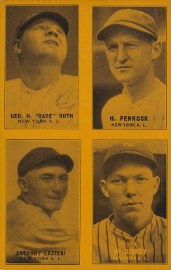 1933 Exhibits Four-on-one Dickey/Lazzeri/Pennock/Ruth #9 Baseball Card