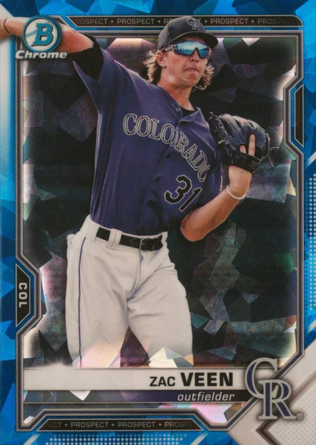 2021 Bowman Draft Chrome Sapphire Edition Zac Veen #BDC150 Baseball Card