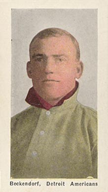 1910 Sporting Life Beckendorf, Detroit Americans # Baseball Card