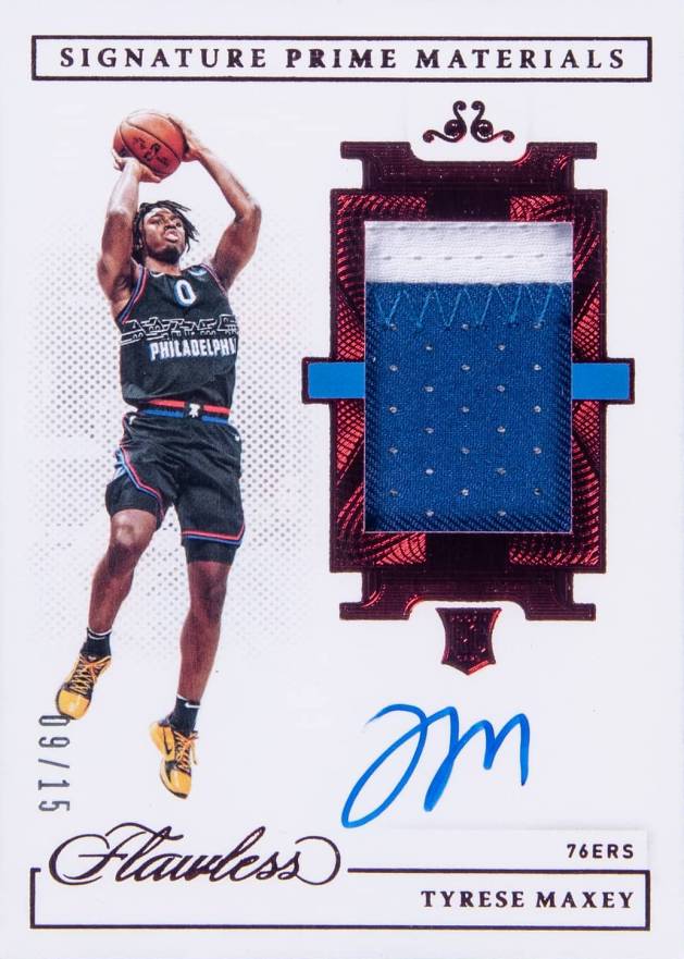 2020 Panini Flawless Signature Prime Materials Tyrese Maxey #MAX Basketball Card