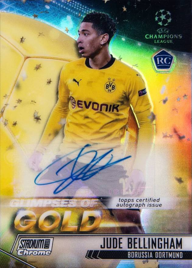 2020 Stadium Club Chrome UEFA Champions League Glimpses of Gold Jude Bellingham #JB Soccer Card