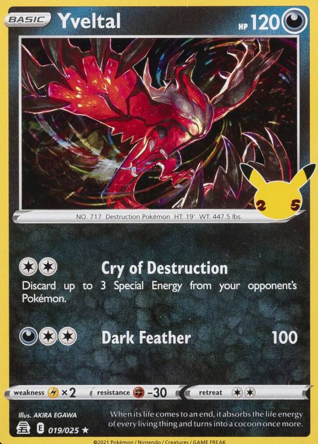 2021 Pokemon Celebrations Yveltal #019 TCG Card