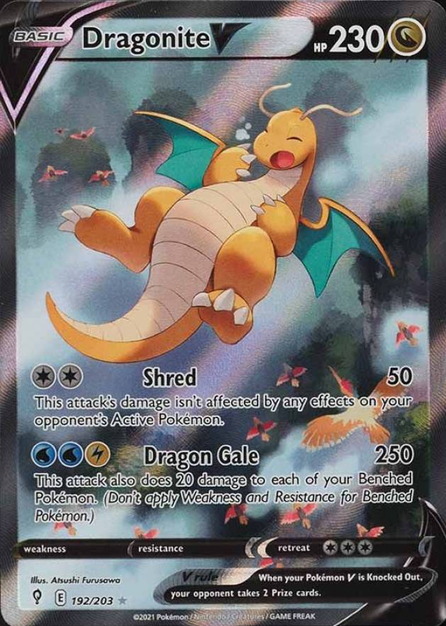 2021 Pokemon Sword & Shield Evolving Skies Full Art/Dragonite V #192 TCG Card