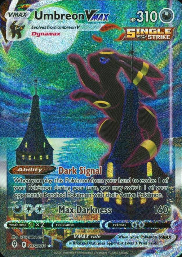 2021 Pokemon Sword & Shield Evolving Skies Full Art/Umbreon Vmax #215 TCG Card