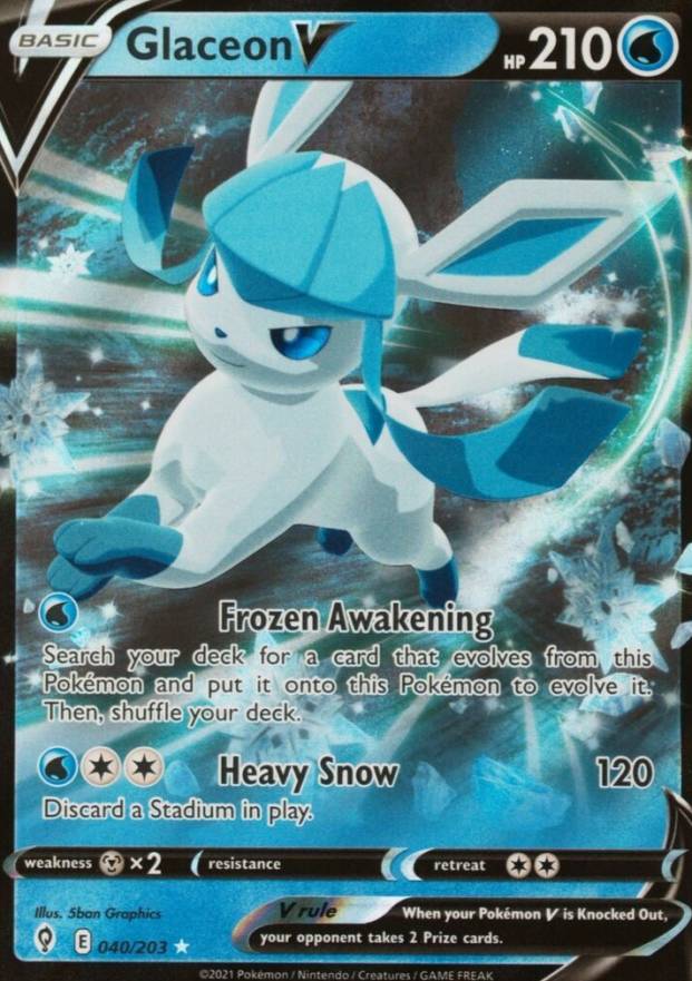 2021 Pokemon Sword & Shield Evolving Skies Glaceon V #040 TCG Card