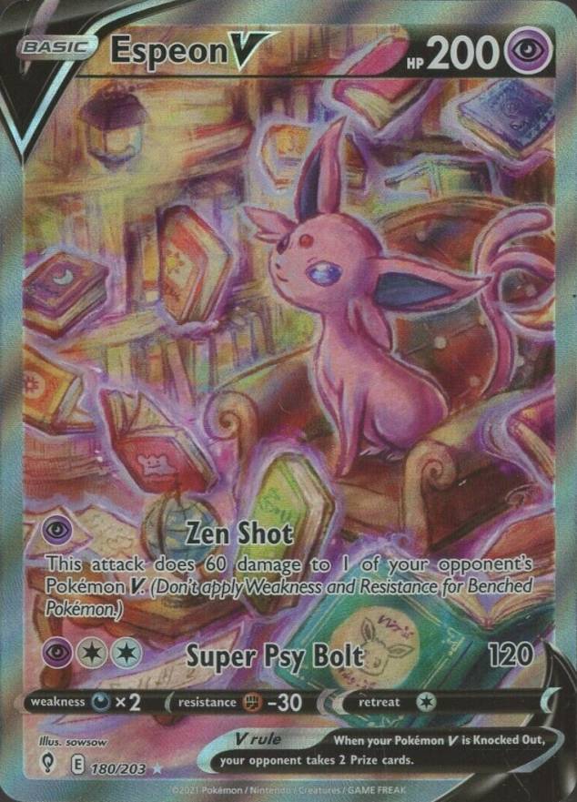 2021 Pokemon Sword & Shield Evolving Skies Full Art/Espeon V #180 TCG Card