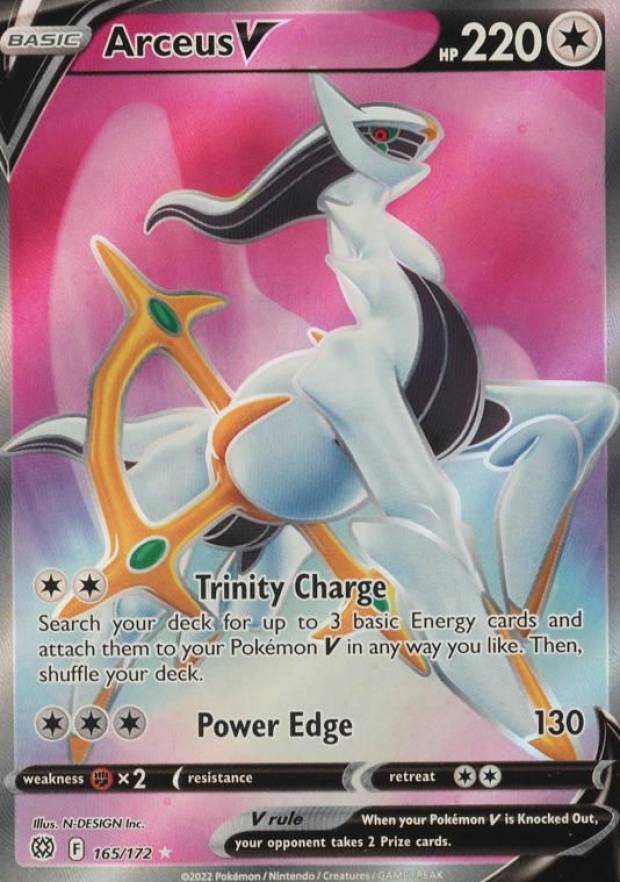 2022 Pokemon Sword & Shield Brilliant Stars Full Art/Arceus V #165 TCG Card