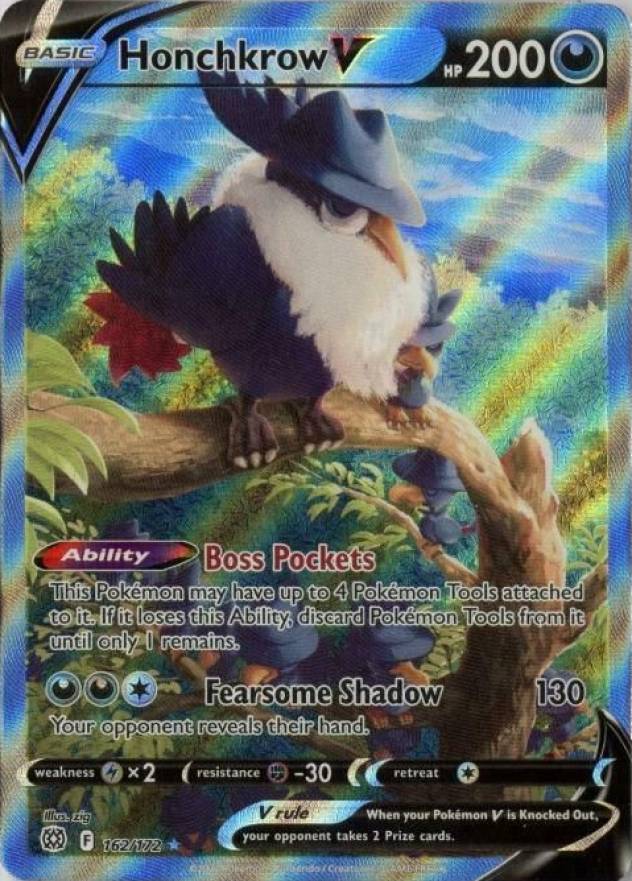 2022 Pokemon Sword & Shield Brilliant Stars Full Art/Honchkrow V #162 TCG Card