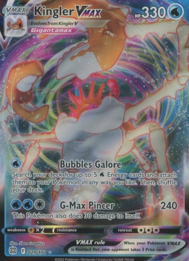 2022 Pokemon Sword & Shield Brilliant Stars Full Art/Kingler Vmax #029 TCG Card