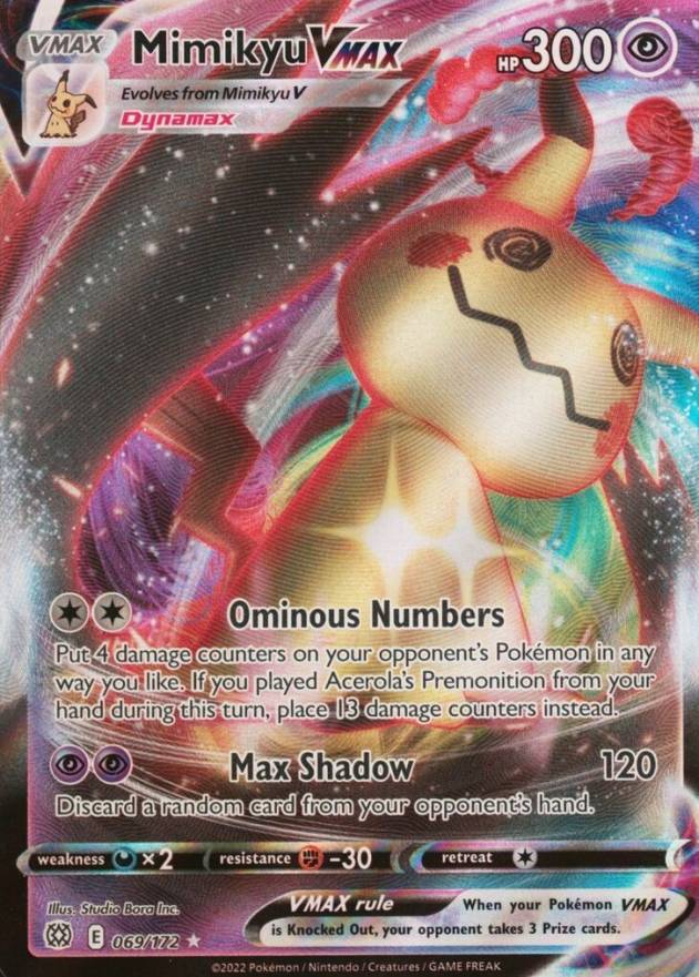 2022 Pokemon Sword & Shield Brilliant Stars Full Art/Mimikyu Vmax #069 TCG Card