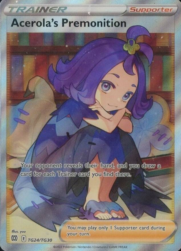 2022 Pokemon Sword & Shield Brilliant Stars Full Art/Acerola's Premonition #TG24 TCG Card