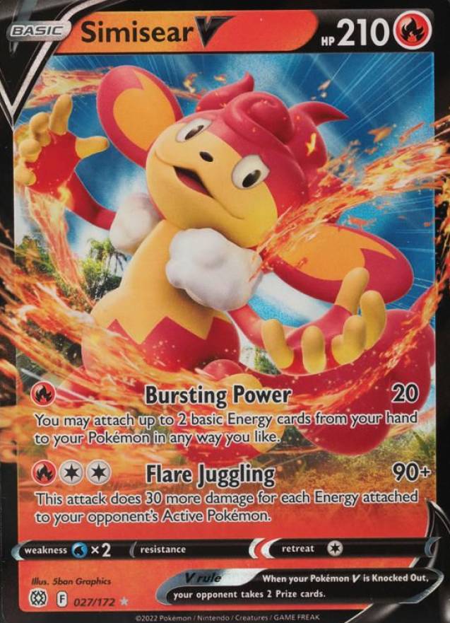 2022 Pokemon Sword & Shield Brilliant Stars Simisear V #027 TCG Card