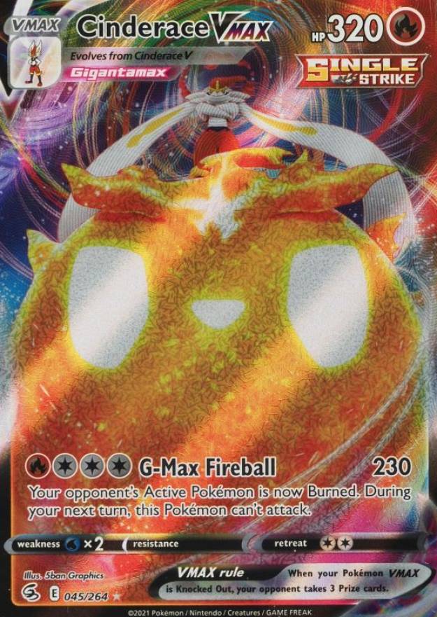 2021 Pokemon Sword & Shield Fusion Strike Full Art/Cinderace Vmax #045 TCG Card