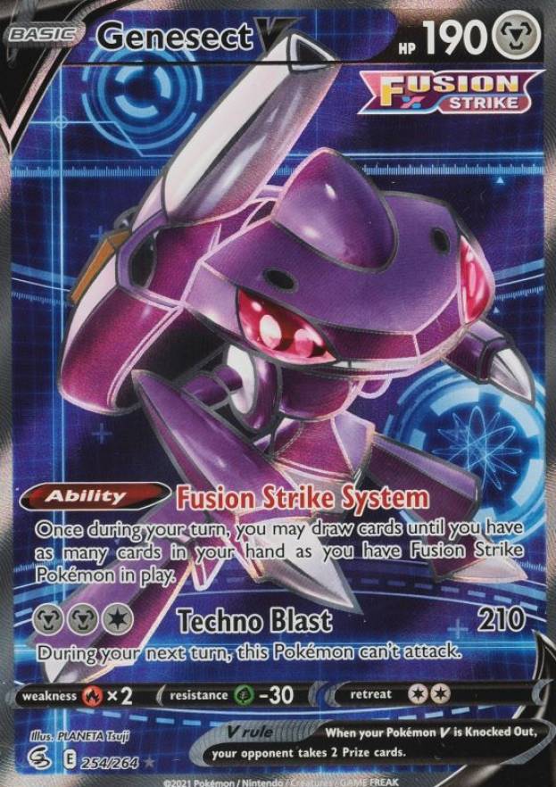 2021 Pokemon Sword & Shield Fusion Strike Full Art/Genesect V #254 TCG Card