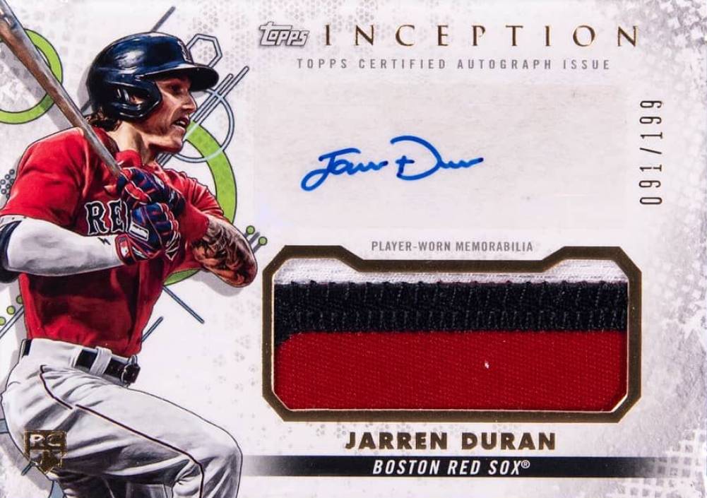 2022 Topps Inception Inception Autographed Patch Jarren Duran #IAPJD Baseball Card