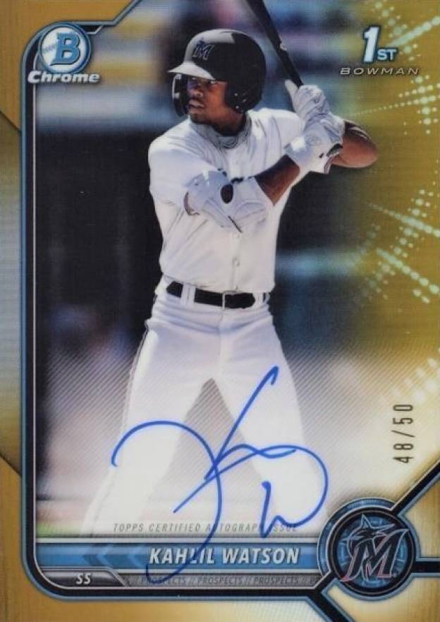2022 Bowman Chrome Prospect Autographs Kahlil Watson #CPAKW Baseball Card