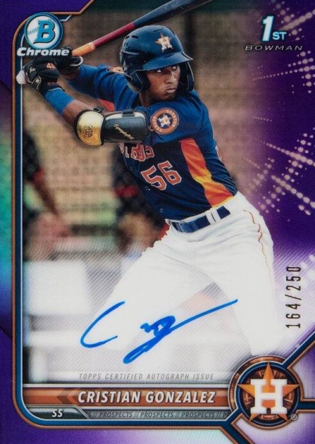 2022 Bowman Chrome Prospect Autographs Cristian Gonzalez #CPACG Baseball Card