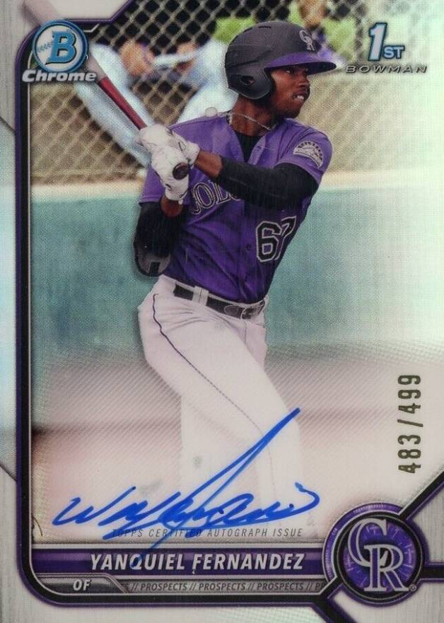 2022 Bowman Chrome Prospect Autographs Yanquiel Fernandez #CPAYFZ Baseball Card