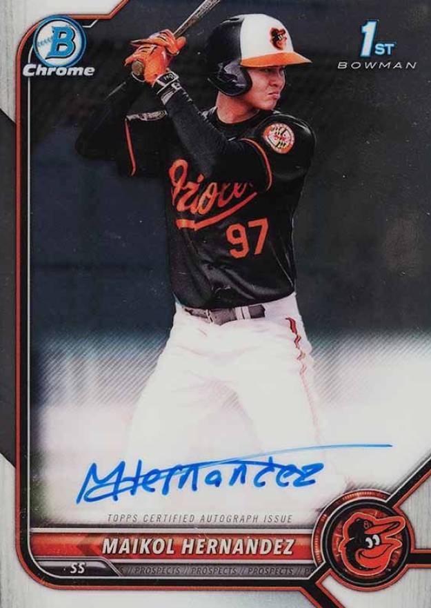 2022 Bowman Chrome Prospect Autographs Maikol Hernandez #CPAMH Baseball Card