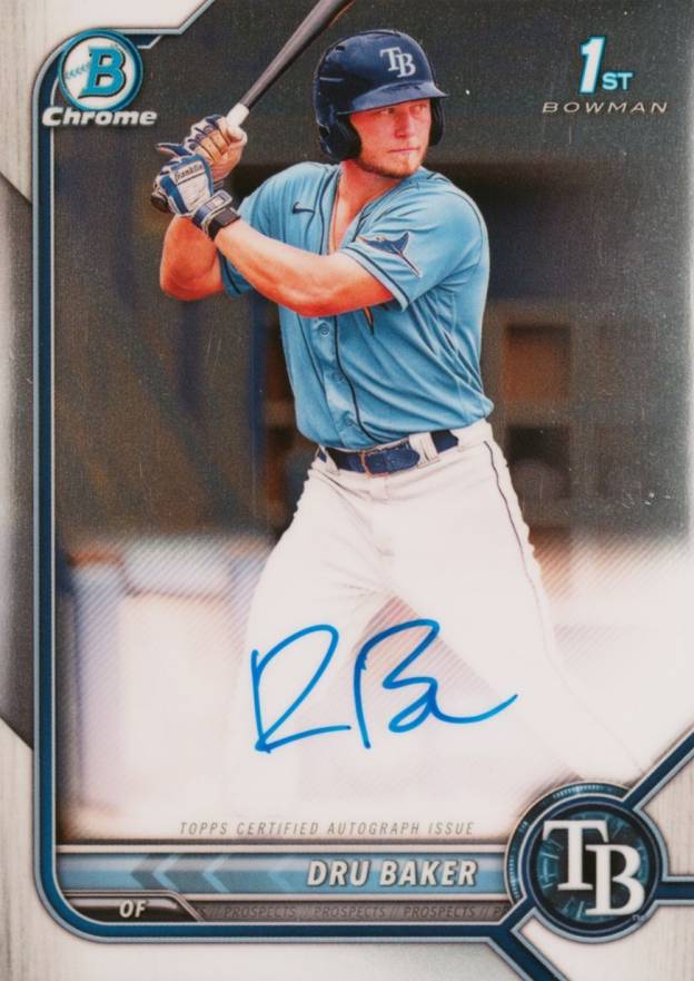 2022 Bowman Chrome Prospect Autographs Dru Baker #CPADB Baseball Card