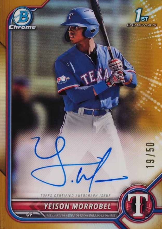 2022 Bowman Chrome Prospect Autographs Yeison Morrobel #CPAYML Baseball Card