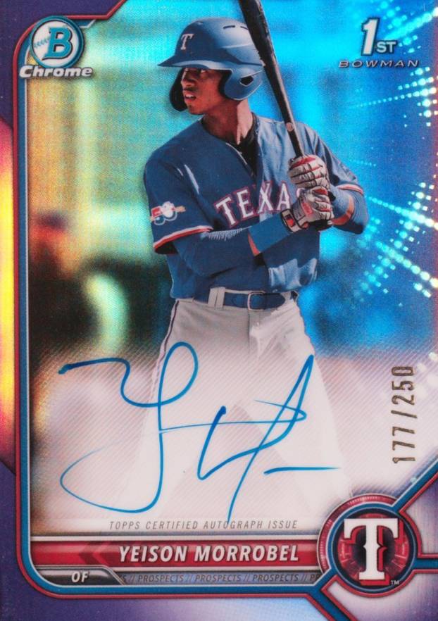 2022 Bowman Chrome Prospect Autographs Yeison Morrobel #CPAYML Baseball Card