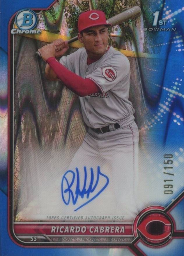 2022 Bowman Chrome Prospect Autographs Ricardo Cabrera #CPARCA Baseball Card