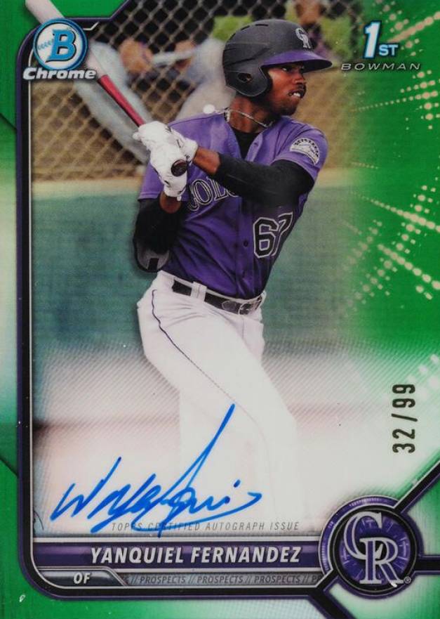 2022 Bowman Chrome Prospect Autographs Yanquiel Fernandez #CPAYFZ Baseball Card