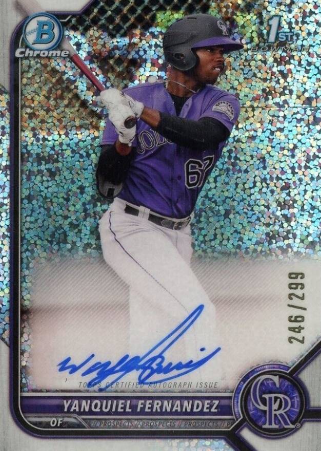 2022 Bowman Chrome Prospect Autographs Yanquiel Fernandez #CPAYFZ Baseball Card