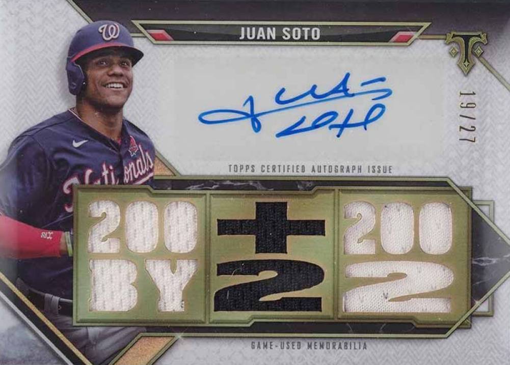 2021 Topps Triple Threads Autographed Relics Juan Soto #JSO1 Baseball Card