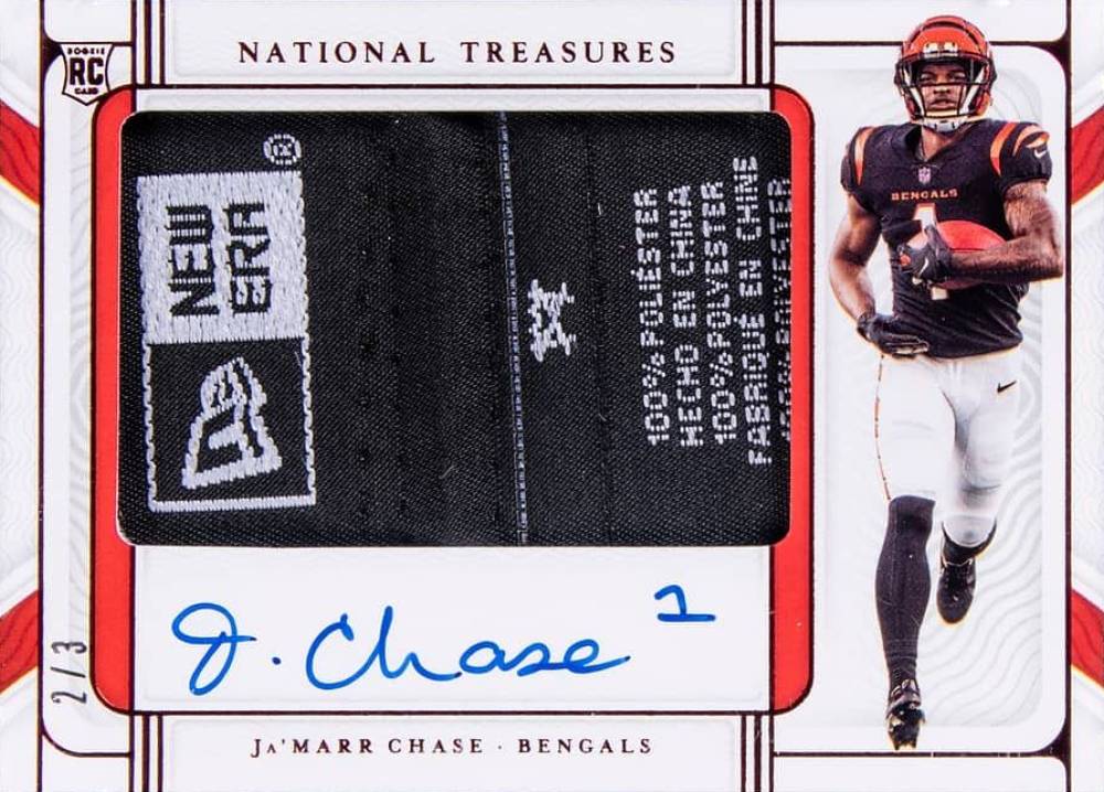 2021 Panini National Treasures Rookie Hats Off Signatures Team Logo Ja'Marr Chase #JC Football Card