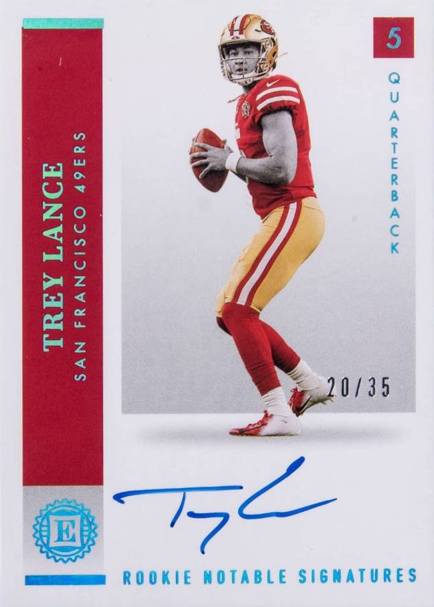 2021 Panini Encased Rookie Notable Signatures Trey Lance #RNSTRL Football Card