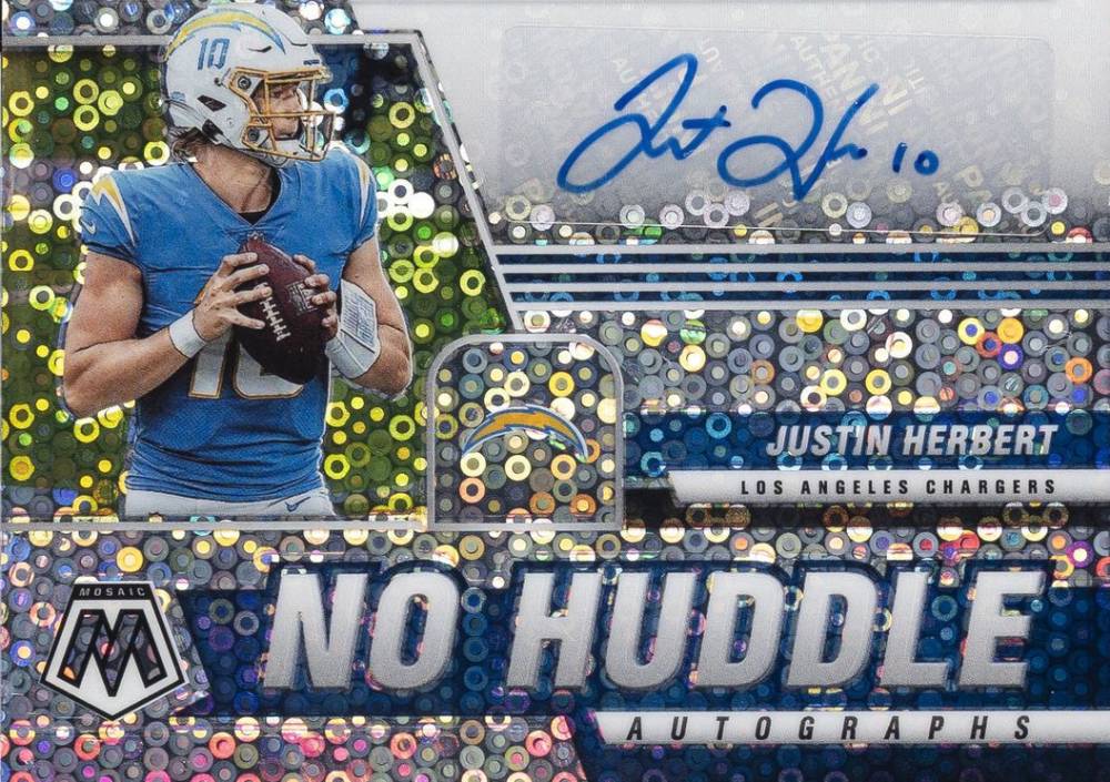 2021 Panini Mosaic Autographs No Huddle Justin Herbert #ANHJH Football Card