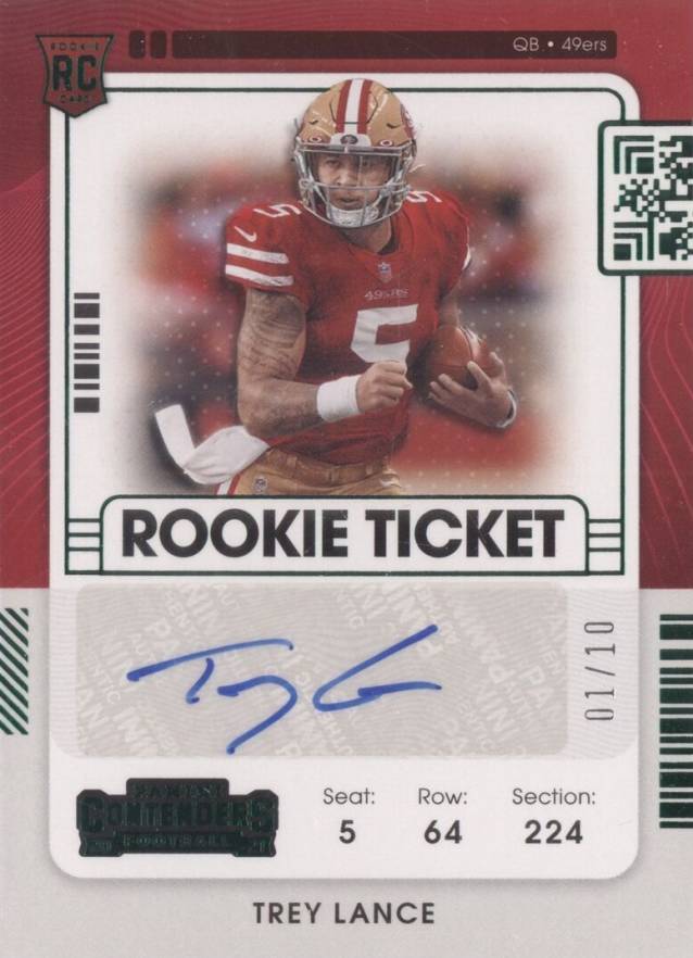 2021 Panini Playoff Contenders Rookie Ticket RPS Autograph Preview Set Trey Lance #103 Football Card