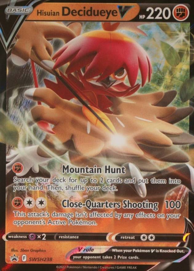 2022 Pokemon Sword & Shield Black Star Promo Hisuian Decidueye V #238 TCG Card