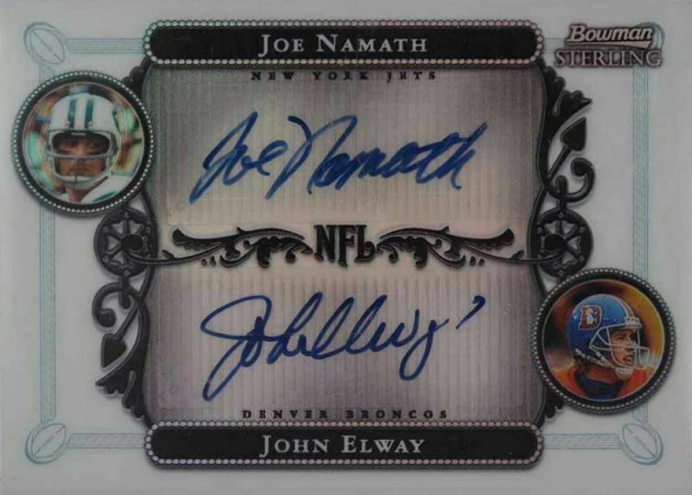 2006 Bowman Sterling Dual Autograph Joe Namath/John Elway #NE Football Card