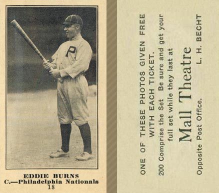 1916 Mall Theatre Eddie Burns #18 Baseball Card