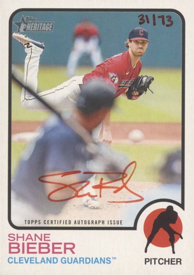 2022 Topps Heritage Real One Autographs Shane Bieber #ROASB Baseball Card