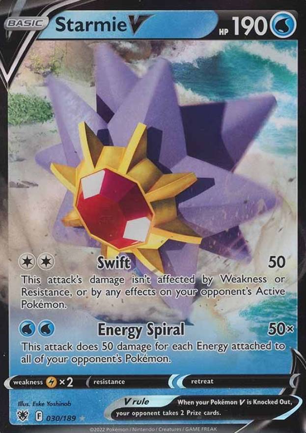 2022 Pokemon Sword & Shield Astral Radiance Starmie V #030 TCG Card