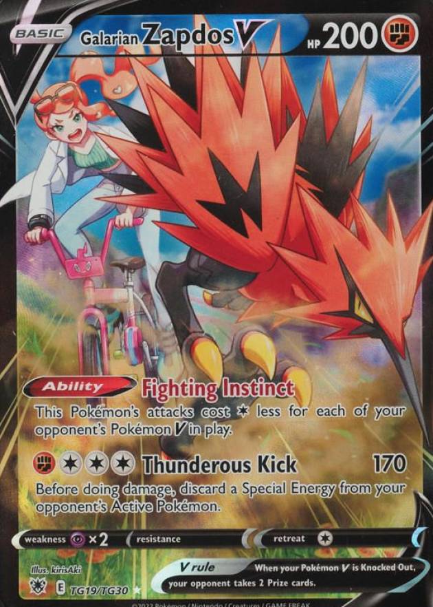 2022 Pokemon Sword & Shield Astral Radiance Full Art/Galarian Zapdos V #TG19 TCG Card