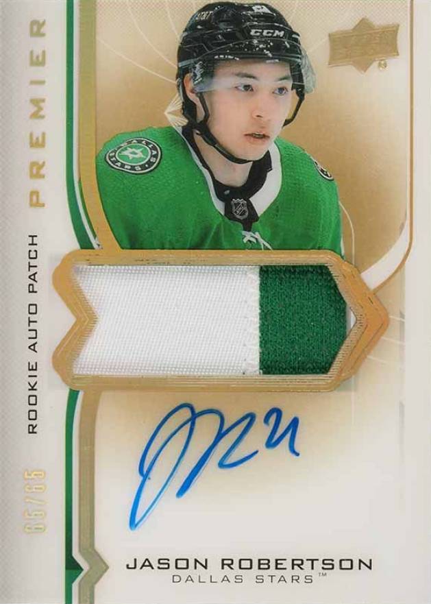 2020 Upper Deck Premier Acetate Rookie Autograph Patch Jason Robertson #ARRO Hockey Card