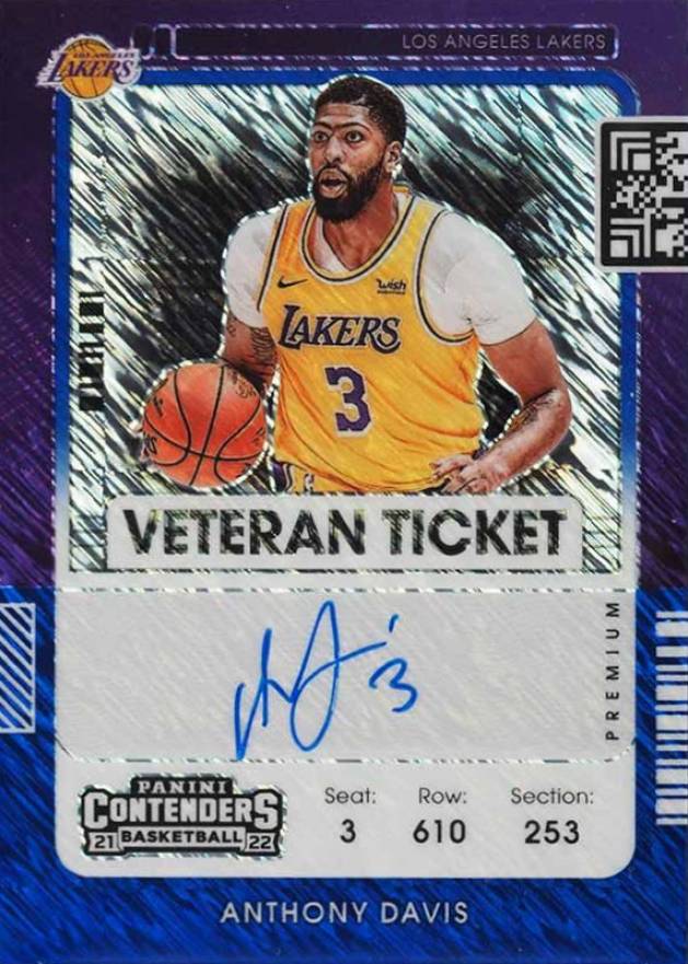 2021 Panini Contenders Veteran Season Ticket Autographs Anthony Davis #VTADV Basketball Card